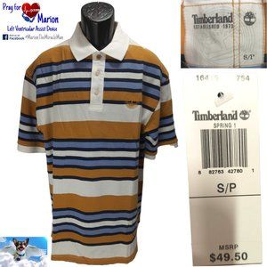 Timberland Small Blue Brown Spring 1 Earthkeepers Collection Short Sleeve Polo